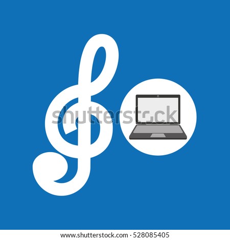 laptop music technology clef note vector illustration eps 10
