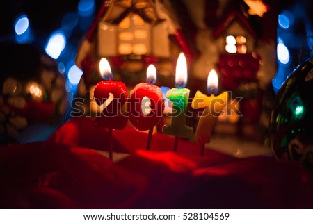 Santa house in christmas 2017 candles lighting