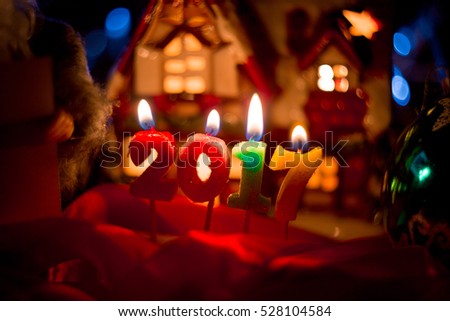 Santa house in christmas 2017 candles lighting