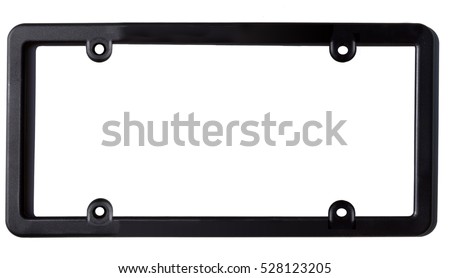 Empty black plastic car license plate frame. Horizontal. Royalty-Free Stock Photo #528123205