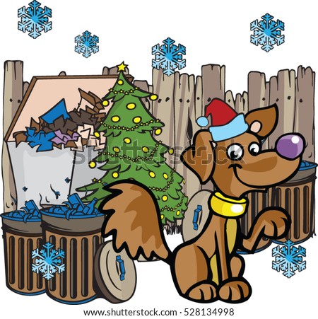 Fun junkyard dog with christmas tree 