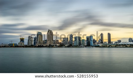 San Diego skyline from Coronado Island at sunrise