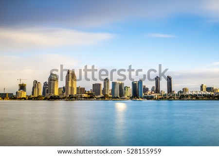 San Diego skyline from Coronado Island at sunrise