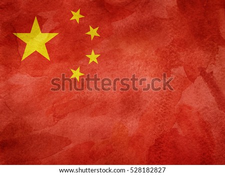 Watercolor flag background. China