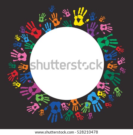 Abstract Background with Colorful Hand prints 