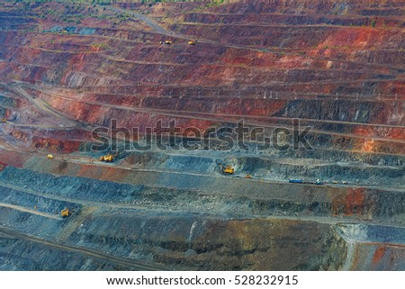 large quarry mining of iron ore Royalty-Free Stock Photo #528232915