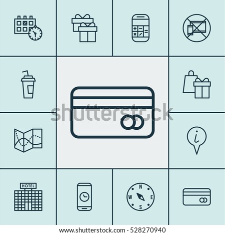 Set Of 12 Transportation Icons. Can Be Used For Web, Mobile, UI And Infographic Design. Includes Elements Such As Info Pointer, Drink Cup, Call Duration And More.