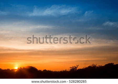 silhouette at sunset sky background