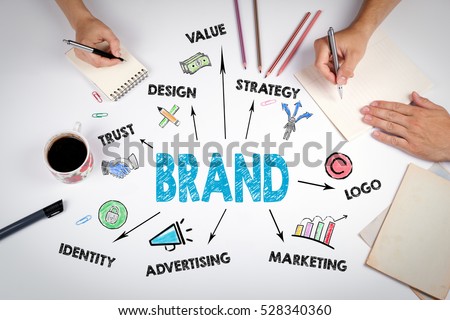 Brand Concept. The meeting at the white office table. Royalty-Free Stock Photo #528340360