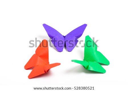Origami butterfly on white background.