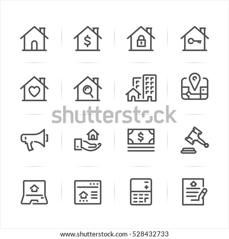 Real Estate icons with White Background  Royalty-Free Stock Photo #528432733