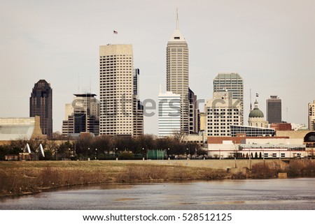 Skyline of Indianapolis, Indiana. Distant view.