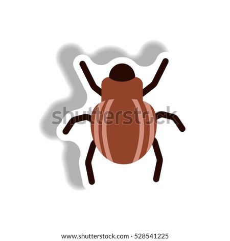 stylish icon in paper sticker style beetle insect