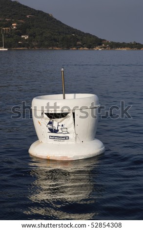 France, Corsica, Girolata Marine National Park, sea garbage container for boats