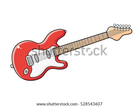 Red electric guitar vector isolated.