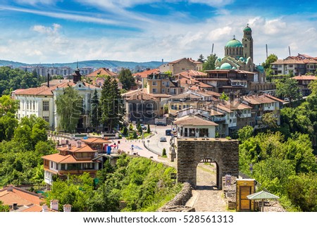 Tsarevets Fortress in Veliko Tarnovo in a beautiful summer day, Bulgaria Royalty-Free Stock Photo #528561313