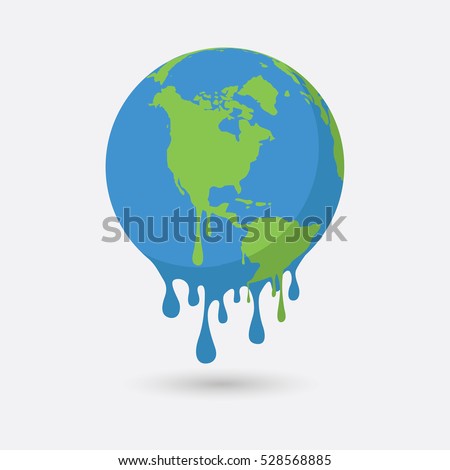 Global warming, Graphic illustration of a melting earth. Royalty-Free Stock Photo #528568885
