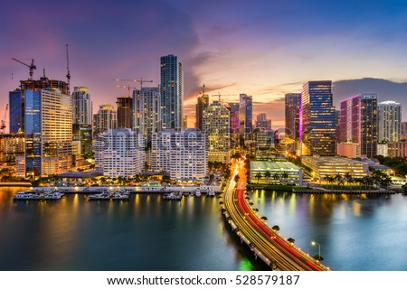 Miami, Florida, USA skyline on Biscayne Bay. Royalty-Free Stock Photo #528579187