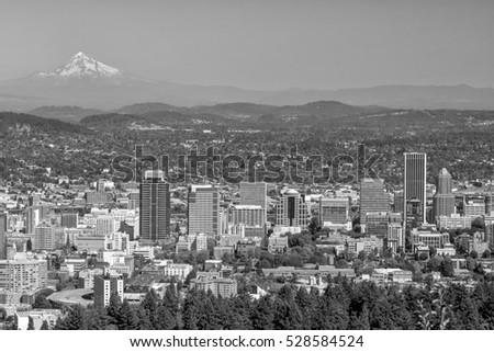 Downtown Portland, Oregon  USA from Pittock Mansion.