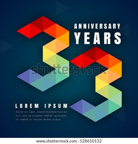 Anniversary emblems celebration logo, 33rd birthday vector illustration, with dark blue background, modern geometric style and colorful polygonal design. 33 anniversary template design