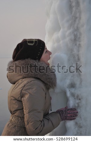 A girl and a frozen sea