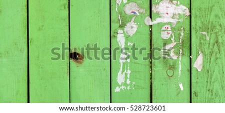 Green Barn Wooden Wall Planking Wide Texture. Old Solid Wood Slats Rustic Shabby Horizontal Background. Paint Peeled Grungy Weathered Isolated Surface. Faded Natural Wood Boards. Abstract Web Banner