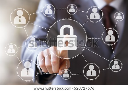 Business button lock security virtual sign web network