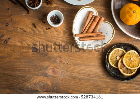 Christmas spices, ingredients for mulled wine