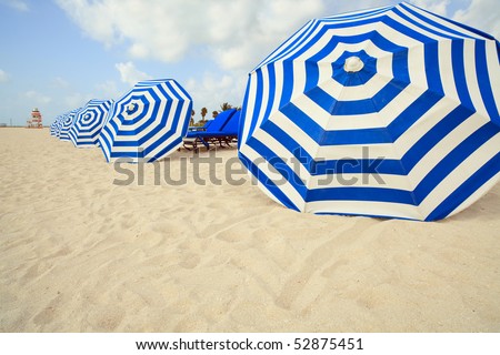 South Beach (Miami Beach) Umbrellas and Lounge Chairs Royalty-Free Stock Photo #52875451