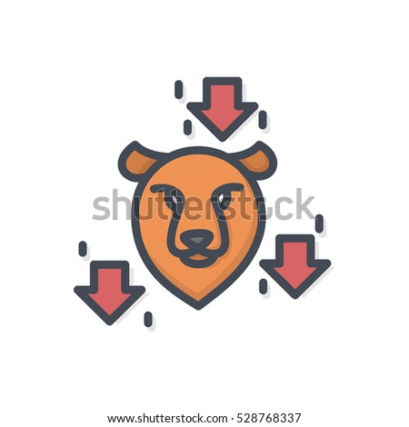 Trading Finance Business Icon Vector Colored Filled Bear Trend