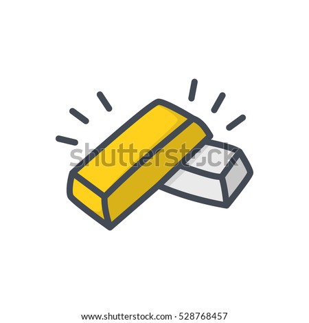 Trading Finance Business Icon Vector Colored Filled Gold Silver Golden Bar metall