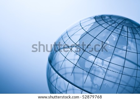 Transparent globe showing North America.