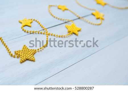 Christmas and New Year celebration golden decorations, suitable for greeting cards and background
