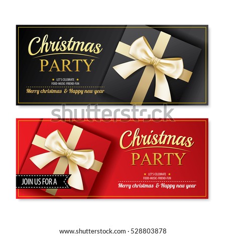 Invitation merry christmas party poster banner and card design template.Happy holiday and new year with gift boxes theme concept.