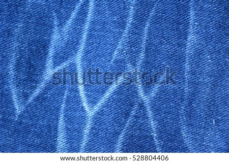 beautiful bright blue denim with  frayed, abstraction, background, texture, durable material, graphic, footprints, white lines