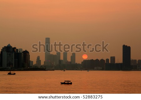 city at evening, Hong Kong