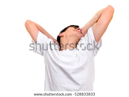 Tired Young Man Isolated on the White Background