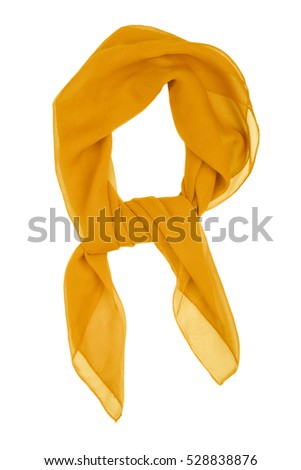 Yellow silk scarf isolated on white background. Female accessory. Royalty-Free Stock Photo #528838876