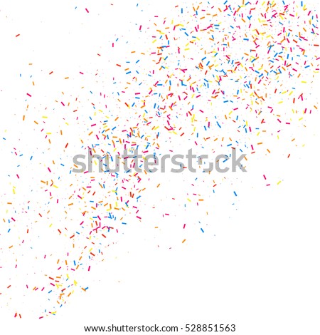 Colorful explosion of confetti. Grainy abstract  multicolored texture isolated on white background. Flat design element. Vector illustration,eps 10 Royalty-Free Stock Photo #528851563