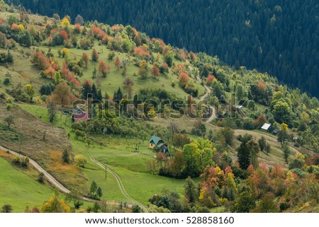 Colourful autumn, countryside in Montenegro mountains, October 2016