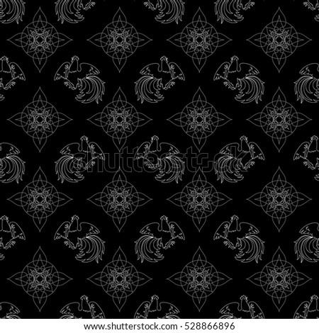 Fire Rooster 2017, China New year, seamless pattern