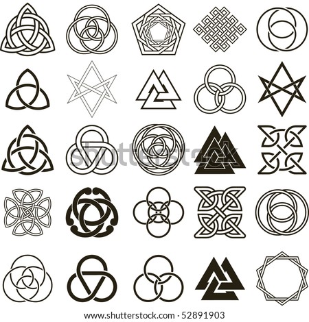 Set of symbols icons vector. Tattoo design set.