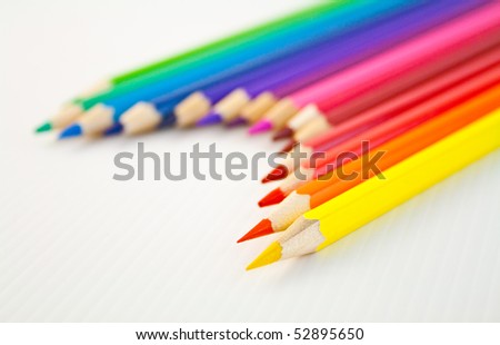 Stained pencils on a white ground