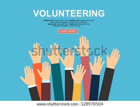 Raised hands volunteering vector concept Royalty-Free Stock Photo #528970504