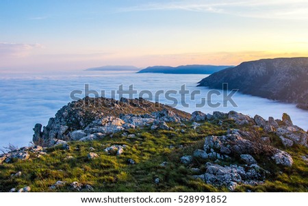 Beautiful sunset in the Crimean mountains

