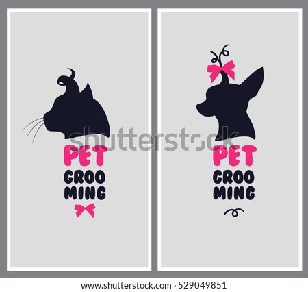 Logo for dog hair salon. Pet beauty salon logo. Pet grooming salon. Vector dog silhouette