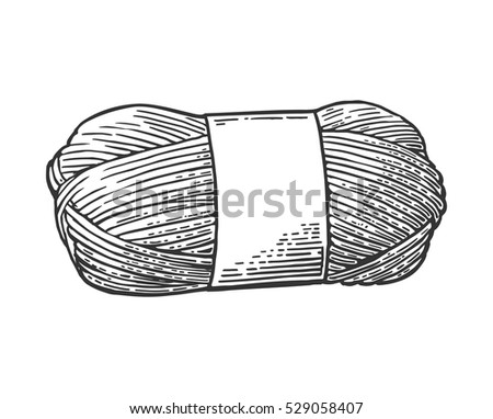 Roll yarn for knitting. Hand drawn in a graphic style. Vintage vector engraving illustration for info graphic, poster, web. Isolated on white background