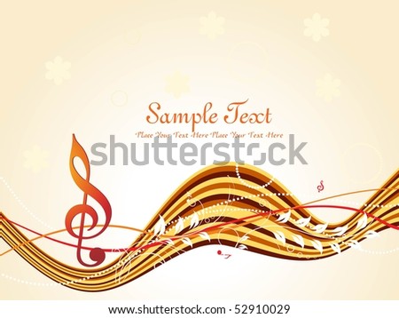 abstract stripes background with floral, musical notes