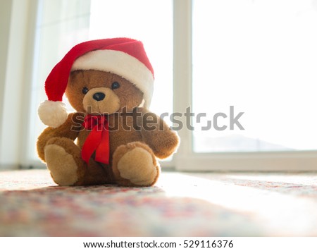 Christmas picture of cute Santa Claus teddy bear
