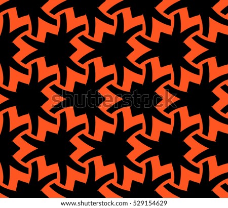 Abstract seamless pattern. Mirror geometric ornament. Vector illustration orange color